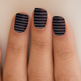 Chic Horizontal Stripes Black and White Minx Nail Art