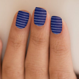 Chic Horizontal Stripes Blue and White Minx Nail Art