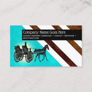 Chic horse drawn carriage leather look stripe business card