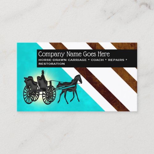 Chic horse drawn carriage leather look stripe business card