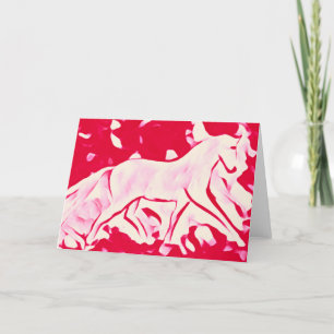 Chic Horse White Pink Red Letterpress Thank You Card