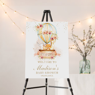 Chic Hot Air Balloon Baby Shower Animals Welcome Foam Board