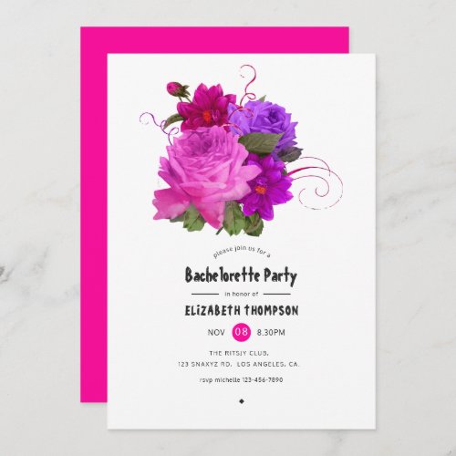 Chic Hot_Pink and Fuchsia Bachelorette Party Invitation