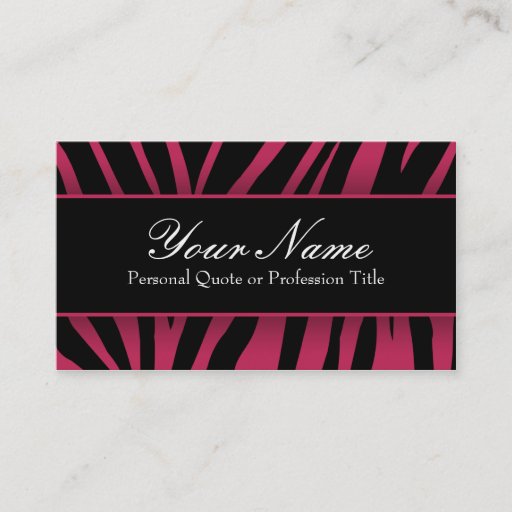 Customizable Chic Hot Pink &amp; Black Zebra Stripes Business Cards