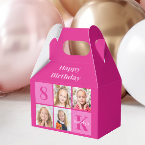 Chic Hot Pink Custom Girls Photo Birthday Party Favor Boxes