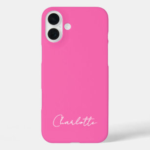 Chic Hot Pink Custom Name Script iPhone 16 Plus Case