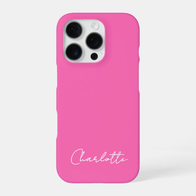 Chic Hot Pink Custom Name Script  Iphone Case (Back)