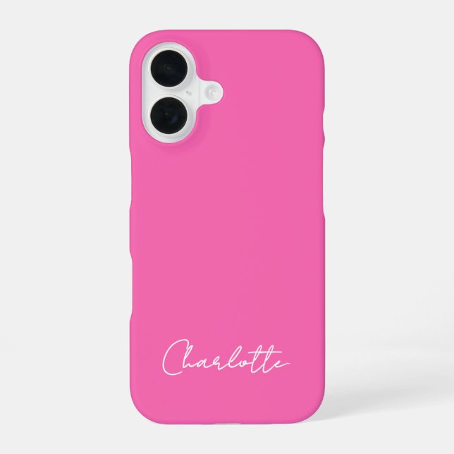 Chic Hot Pink Custom Name Script  Iphone Case (Back)