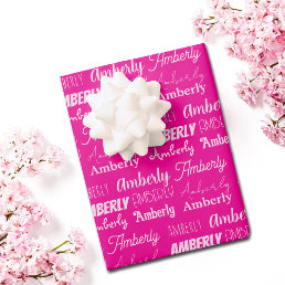 Chic Hot Pink Girls Birthday Personalized Wrapping Paper Sheets