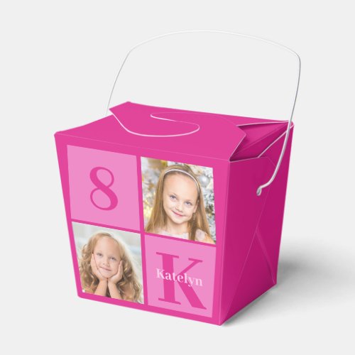 Chic Hot Pink Girls Photo Birthday Party Favor Boxes