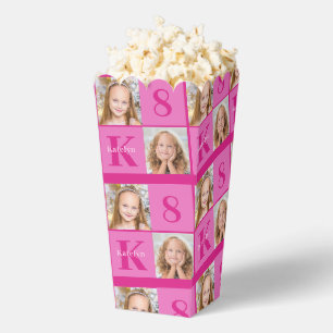 Chic Hot Pink Girls Photo Birthday Party Popcorn Favor Boxes