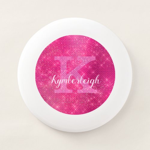 Chic Hot Pink Glam Diamond Sparkle Monogram Name Wham_O Frisbee
