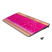 Chic hot pink "jeweled border art" personalized wireless keyboard (Angled)
