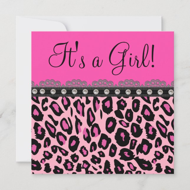 Chic Hot Pink Leopard Baby Shower Invitation (Front)