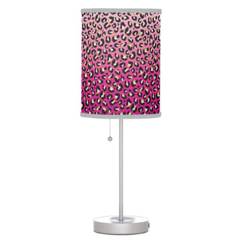 Chic Hot Pink Leopard Print Table Lamp