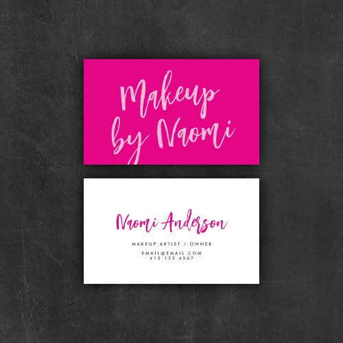 Chic Hot Pink  Modern Calligraphy Script Business Card