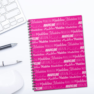 Chic Hot Pink Personalized Girls Name Collage Notebook