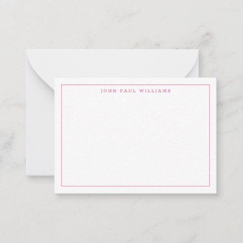 Chic Hot Pink Professional Simple Thin Border Note Card