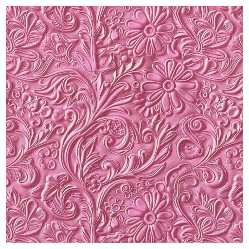 Chic hot pink tooled leather floral fabric