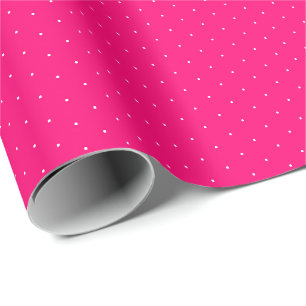 Chic hot pink white tiny polka dots pattern wrapping paper