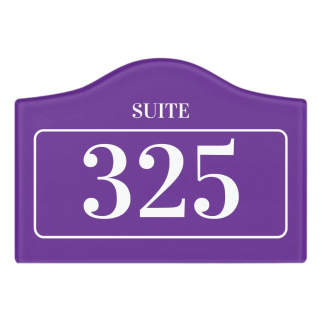 Chic hotel room suite number door sign (Small Crest Front)