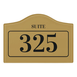 Chic hotel room suite number gold door sign