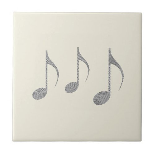 Chic Houndstooth Musical Notes Pattern Ceramic Tile