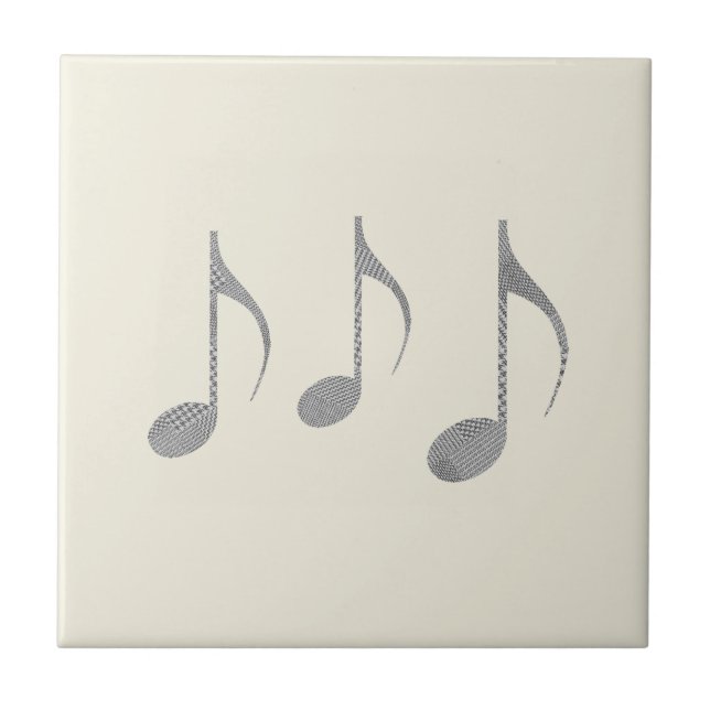 Chic Houndstooth Musical Notes Pattern Ceramic Tile (Front)