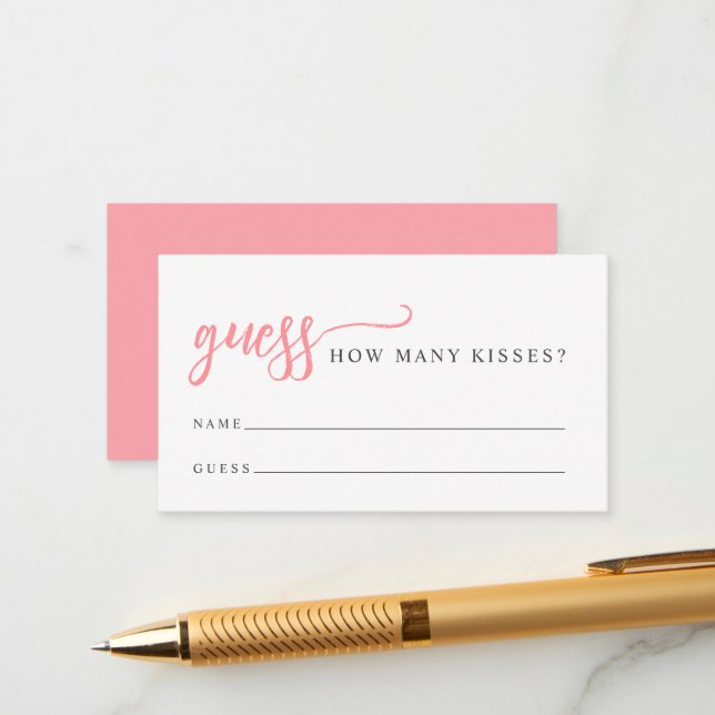 Chic How Many Kisses Bridal Shower Game Enclosure Card (Front/Back In Situ)