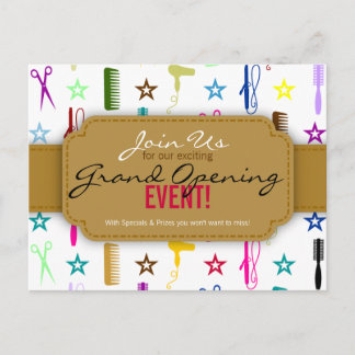 Chic Hues Multicolor Hair Salon Grand Opening Invitation Postcard