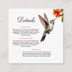 Chic Hummingbird and Orange Flower Wedding Enclosure Card