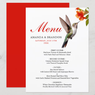 Chic Hummingbird and Orange Flower Wedding Menu