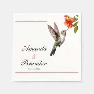 Chic Hummingbird and Orange Flower Wedding Napkins