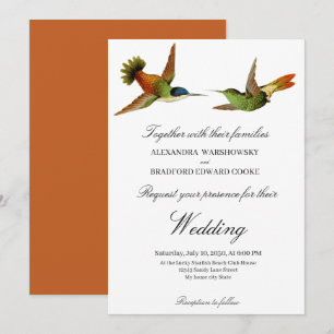 Chic Hummingbird wedding invitation Terracotta