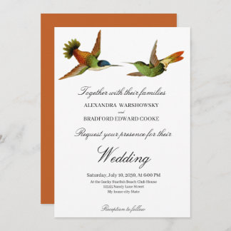 Chic Hummingbird wedding invitation Terracotta
