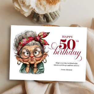 Chic humorous 50th woman card happy birthday