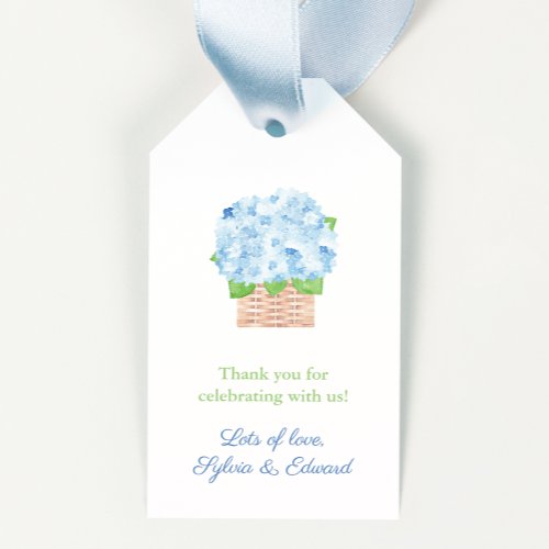 Chic Hydrangea Basket Spring Summer Wedding Shower Gift Tags