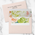 Chic Hydrangea Roses Floral Lined Pink Envelope<br><div class="desc">FREE return address on these pale pink envelopes featuring elegant watercolor flowers,  white and green hydrangeas,  pink and cream roses,  daisies,  small stems and leaves. MATCHING items in our store.</div>