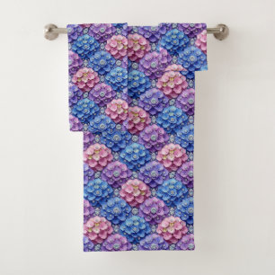 Chic Hydrangeas and Diamonds Towel Set