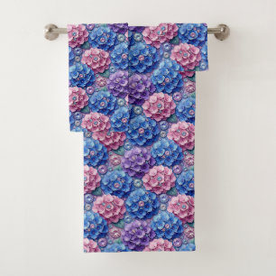 Chic Hydrangeas and Diamonds Towel Set