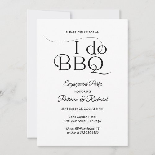 Chic I DO BBQ Engagement Party Invitation