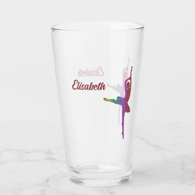 Chic “I Love Ballet” Silhouette Ballerina Glass  (Front)