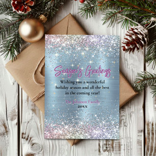 Chic ice blue faux glitter Christmas new year