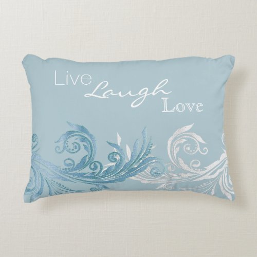 Chic Ice Blue Flourish Accent Pillow