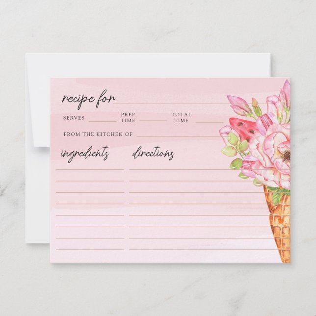 Chic Ice Cream Bridal Shower Recipe Card (Front)