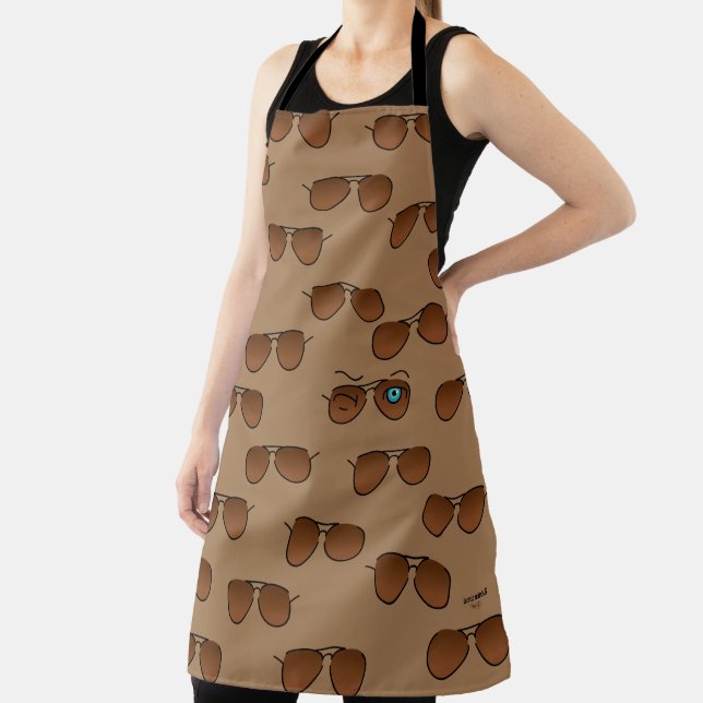 Chic iconic winkS Aviator Glasses Brown Pattern Apron (Insitu)