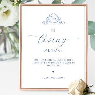 Chic In loving Memory, Monogrammed Blue Sign