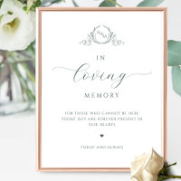 Chic In loving Memory, Monogrammed Green Sign