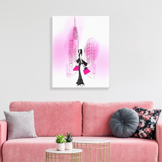 Chic in New York City Stretched Canvas Print (Insitu(LivingRoom))