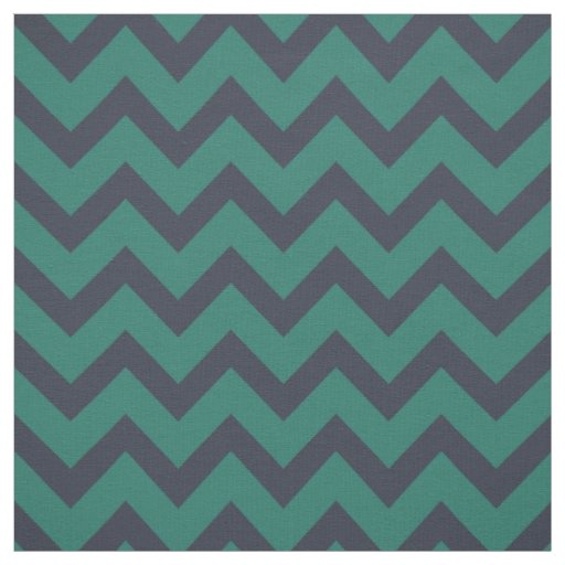 Chic indigo blue and emerald green chevron pattern fabric